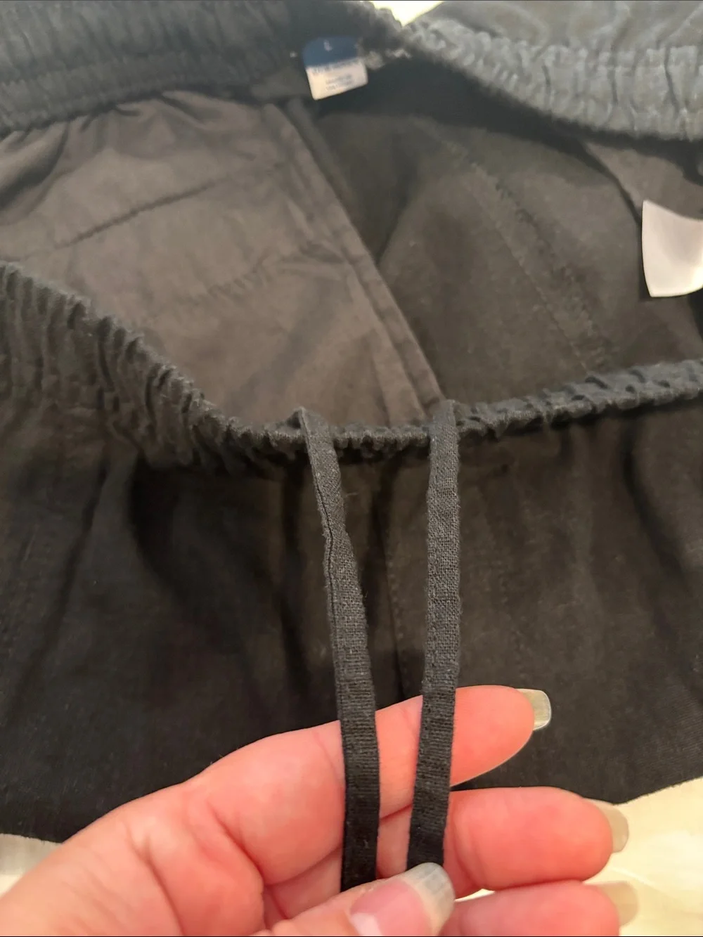 Old Navy Women’s Linen Black Elastic Waist Pants L